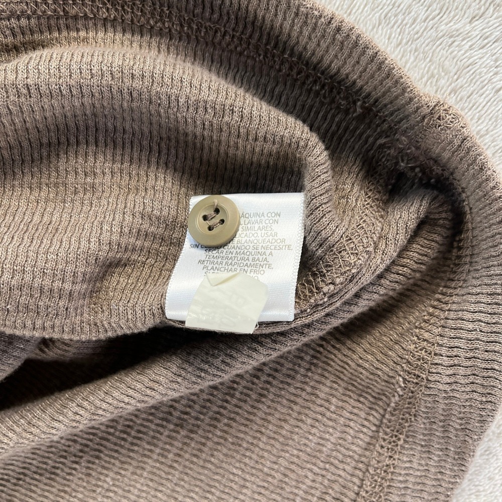 Faded Glory Henley Shirt Mens XL Brown Waffle Knit Thermal Long Sleeve Layering - Picture 4 of 11
